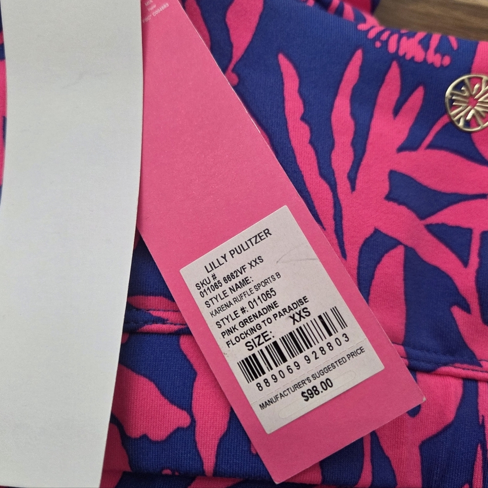 Lilly Pulitzer Karena Ruffle Sports Bra Flocking to Paradise - Picture 8 of 8
